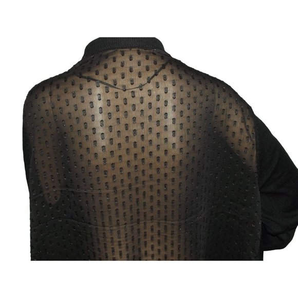Larry Levine S/M Black Chiffon Back Open Cascading Front Cardigan Sweater small - Picture 5 of 10